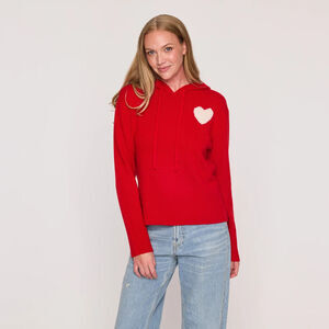 NWT The Cashmere Project Heart 100% Cashmere Pullover Hoodie Sz XS Red #3B501